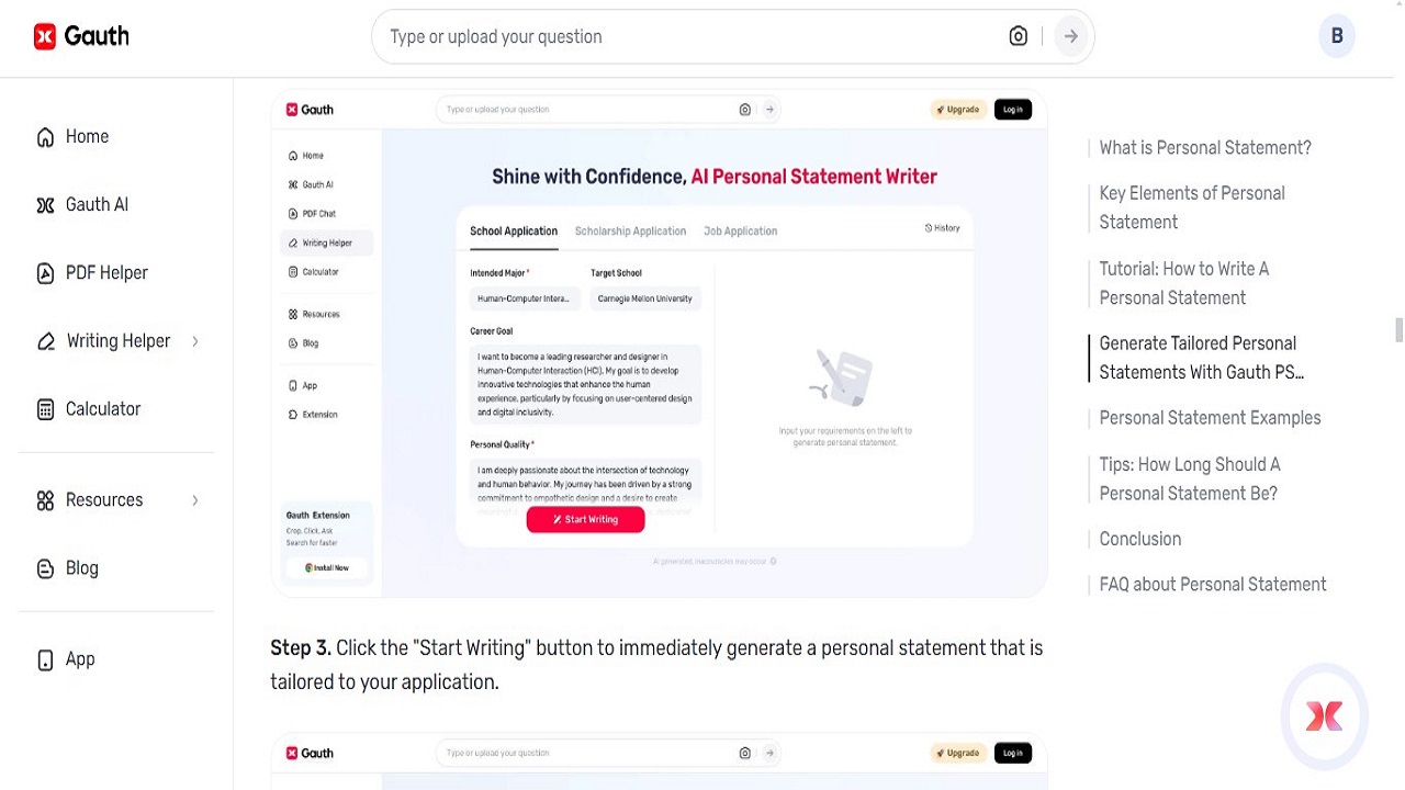 The Role of Gauth in Generating a Strong Conclusion for Your Personal Statement